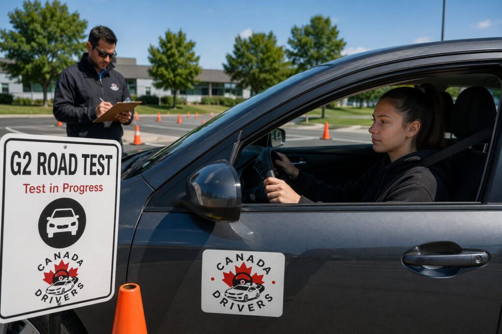 Student preparing for a G2 road test